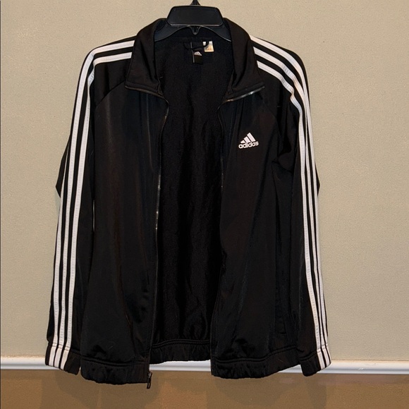 Adidas Black Track Jacket with White Stripes - Picture 1 of 4